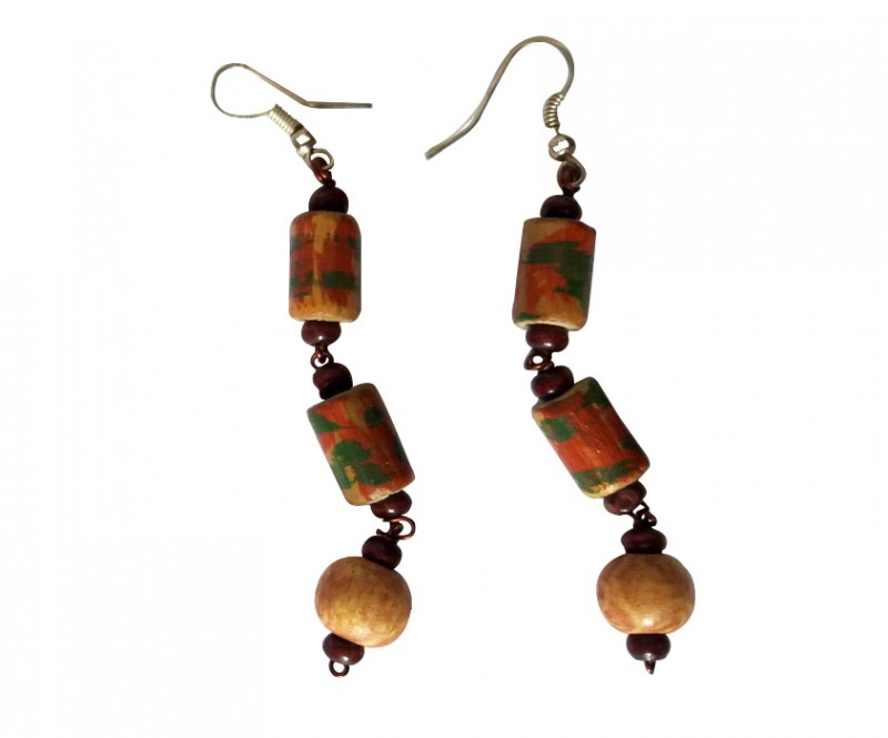 Hanging Cylinders Bamboo Crafted Earring for Women & Girls